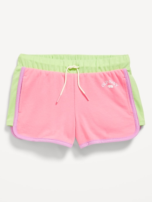 View large product image 1 of 1. Color-Block Logo-Graphic Cheer Shorts for Girls