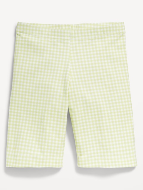 Long Jersey Biker Shorts for Girls - Green Gingham