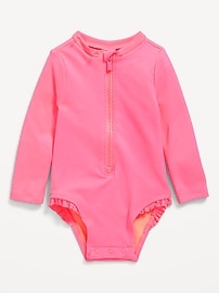 Image number 2 showing, Textured Zip-Front Rashguard One-Piece Swimsuit for Baby