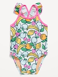 Image number 1 showing, Printed Ruffled One-Piece Swimsuit for Baby