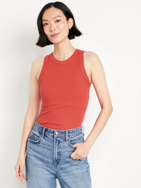 Snug Crop Tank Top - Bright Coral
