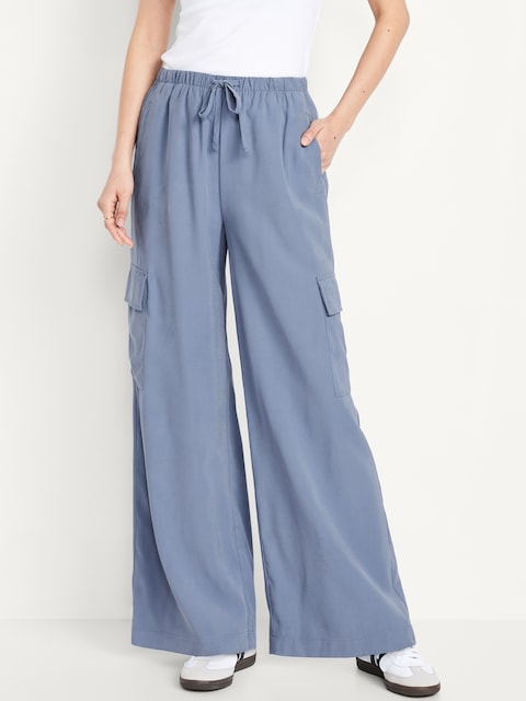 Extra High-Waisted Drapey Cargo Super Wide-Leg Pants - Mount Shasta
