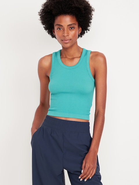 Exhale Seamless Fitted Rib Tank - Blue Wing Teal