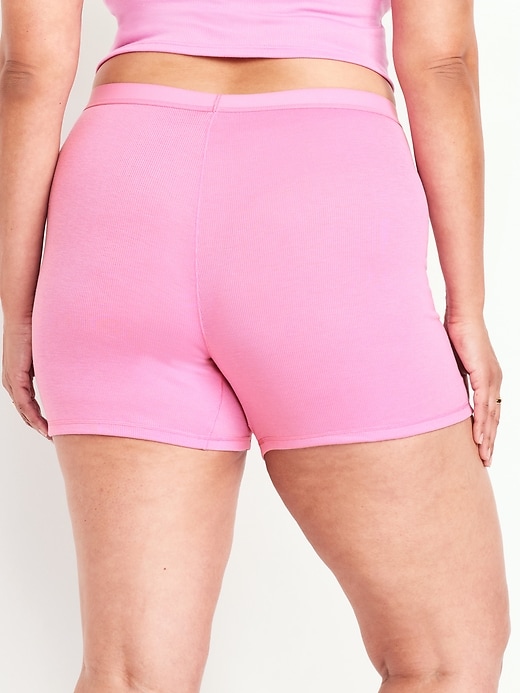 Image number 8 showing, High-Waisted Ribbed Boyshort Briefs -- 3-inch inseam