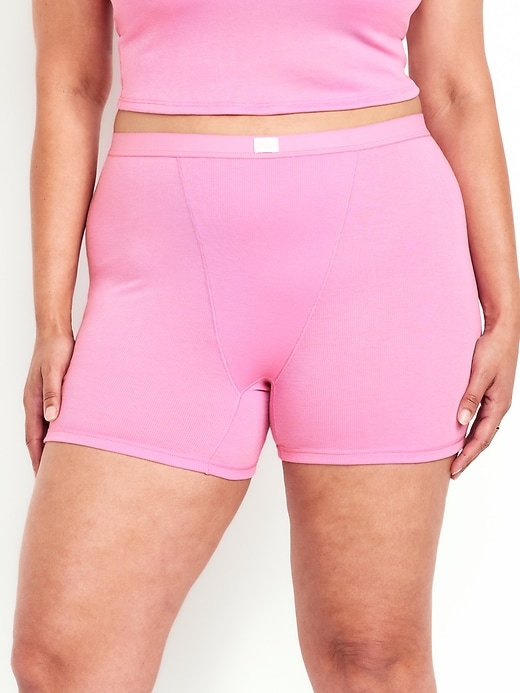 Image number 7 showing, High-Waisted Ribbed Boyshort Briefs -- 3-inch inseam
