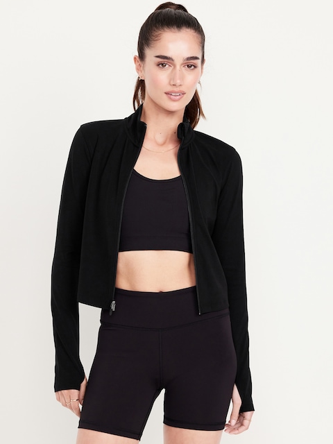 StudioSmooth Crop Full Zip - Black Jack