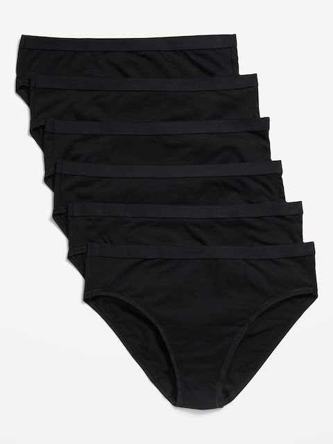 High-Waisted Everyday Cotton Underwear 6-Pack - Black Jack