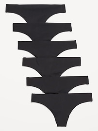 Image number 1 showing, Low-Rise No-Show Thong Underwear 6-Pack