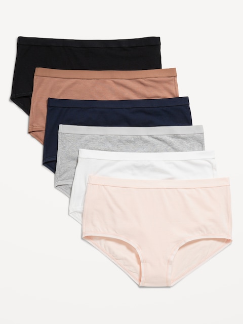 High-Waisted Everyday Brief Cotton Underwear 6-Pack - Neutral