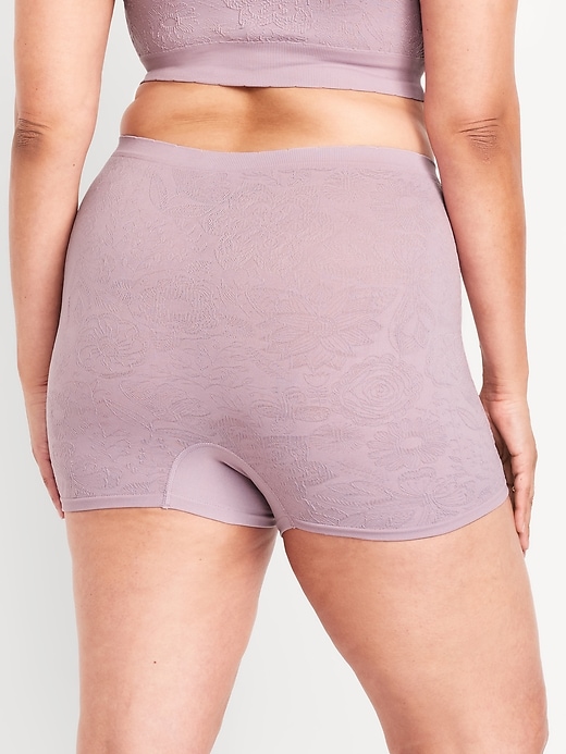 Image number 8 showing, Mid-Rise Seamless Lace Boyshort Underwear