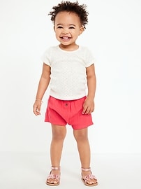 Image number 1 showing, Double-Weave Button-Front Shorts for Baby