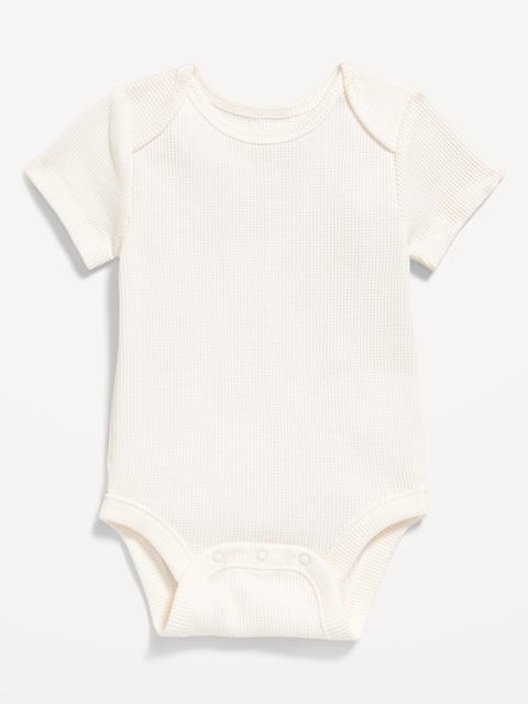 Unisex Short-Sleeve Waffle-Knit Bodysuit for Baby - Sea Salt