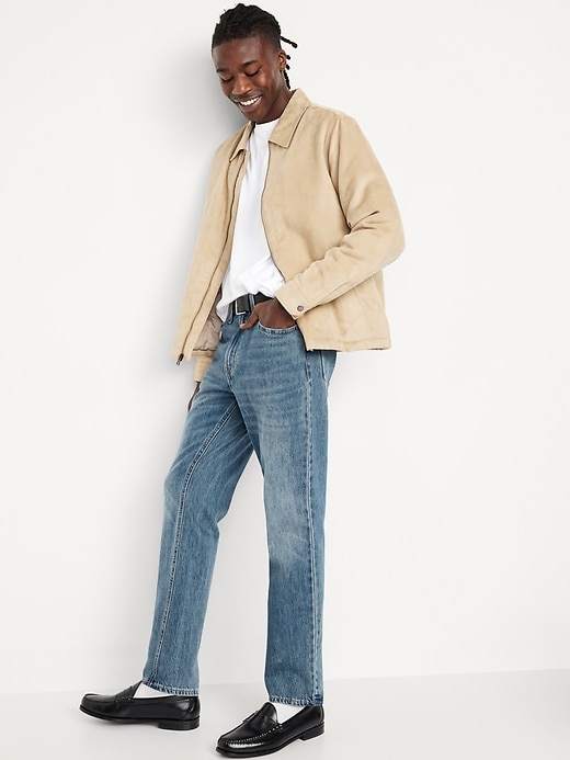 Image number 3 showing, Structured Straight Non-Stretch Jeans