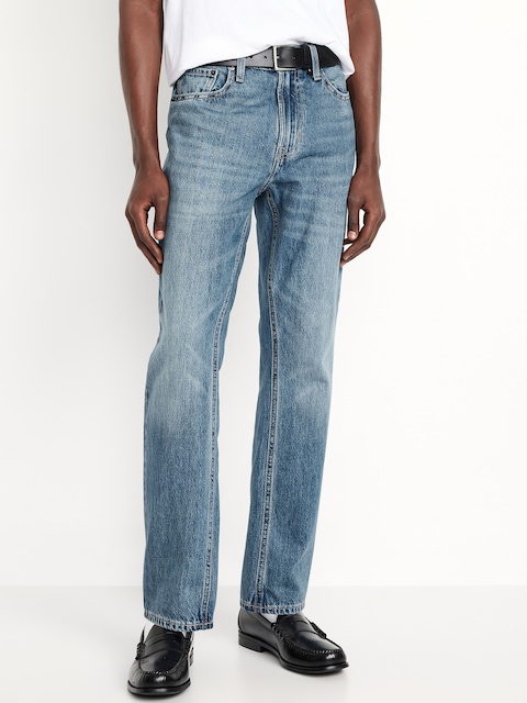Structured Straight Non-Stretch Jeans - Medium Wash