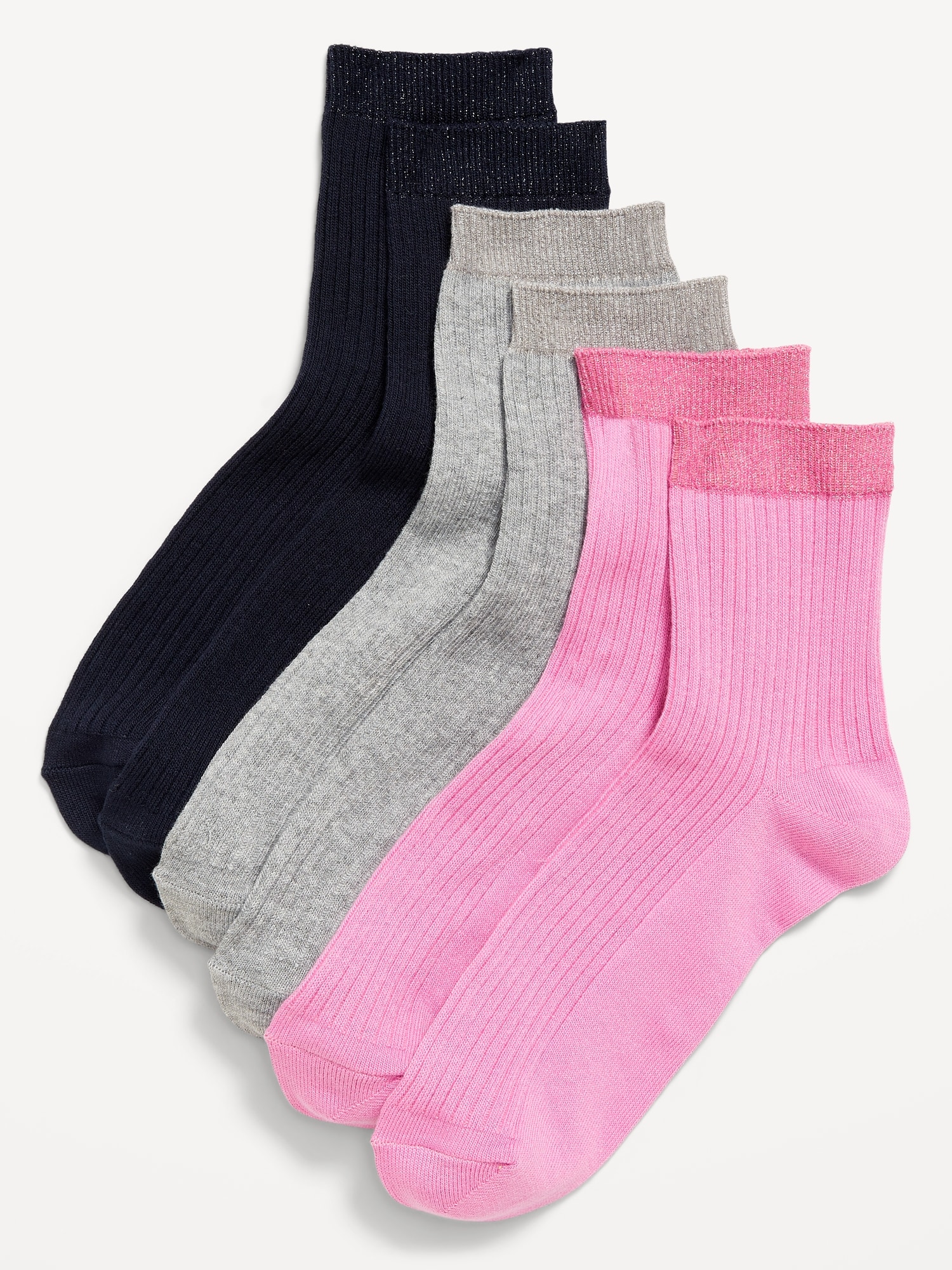 Novelty Quarter Crew Socks 3-Pack for Women