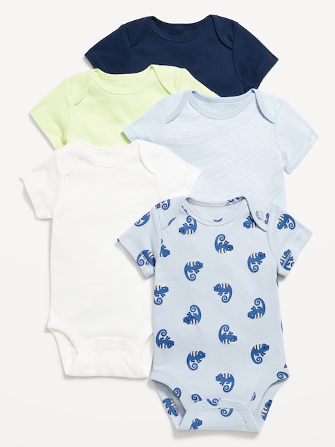 Unisex Short-Sleeve Bodysuit 5-Pack for Baby - Obscure Night