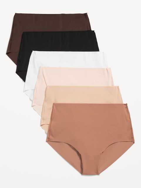 High-Waisted No-Show Brief Underwear 6-Pack - Neutral