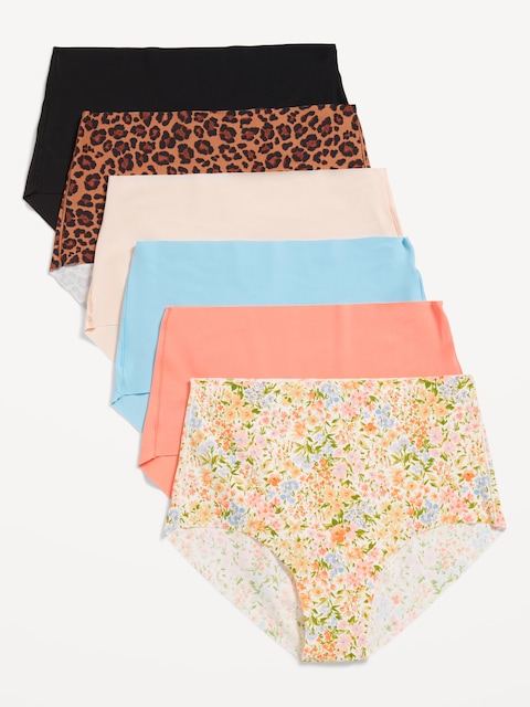 High-Waisted No-Show Brief Underwear 6-Pack - Ditsy Floral