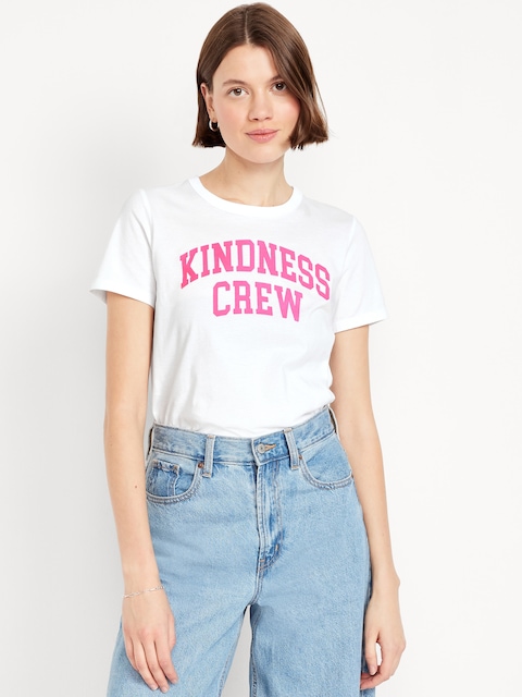 EveryWear Crew-Neck Graphic T-Shirt - Kindness Crew (White)