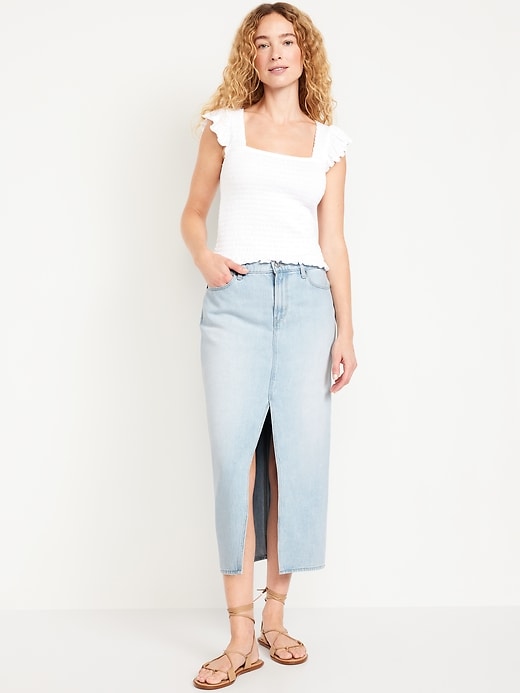 Image number 1 showing, Mid-Rise Jean Maxi Skirt