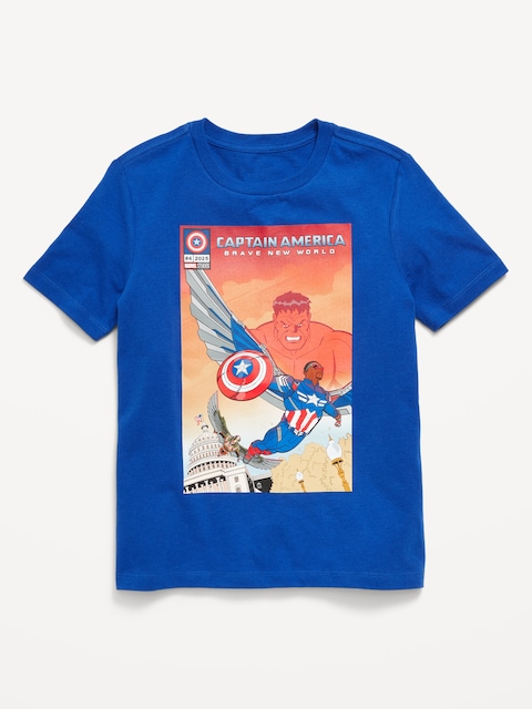 Marvel™ Captain America Gender-Neutral Graphic T-Shirt for Kids - Tanzanite