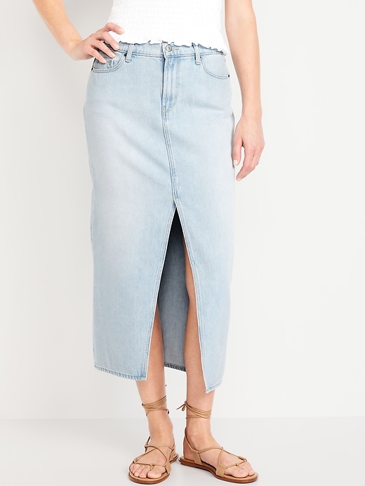 Image number 2 showing, Mid-Rise Jean Maxi Skirt