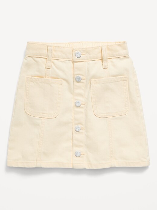 Image number 4 showing, High-Waisted Button-Front Utility Mariner Jean Skirt for Girls