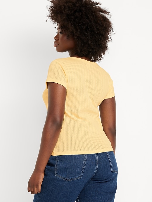 Image number 6 showing, Lace-Trim Ribbed Pointelle T-Shirt