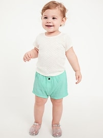 Image number 1 showing, Double-Weave Button-Front Shorts for Baby