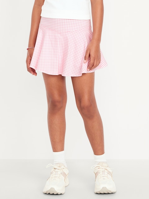 High-Waisted Skort for Girls - Pink Gingham