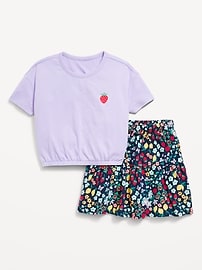 View large product image 3 of 3. Short-Sleeve Graphic T-Shirt and Skort Set for Toddler Girls