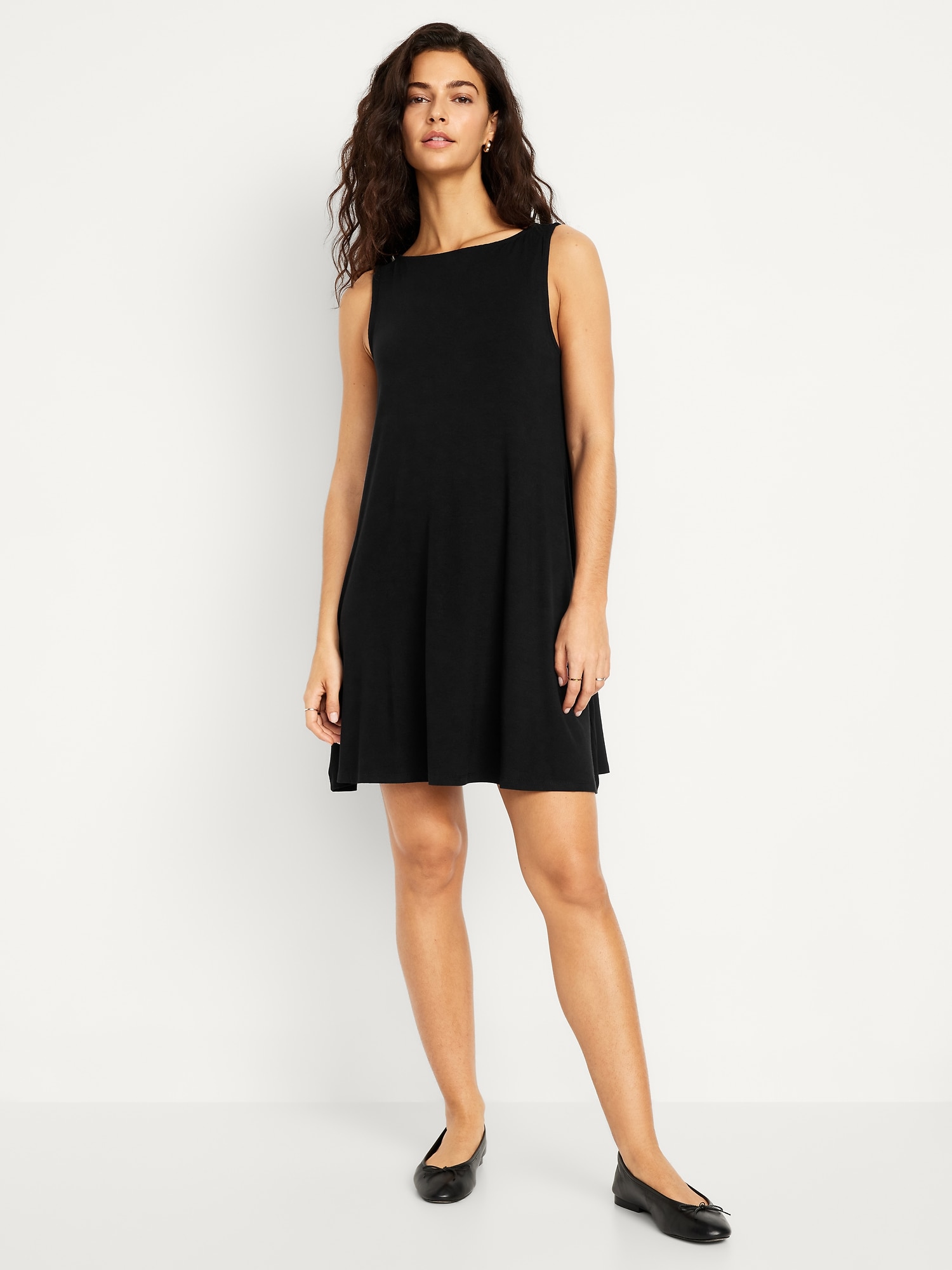 sleeveless mini swing dress