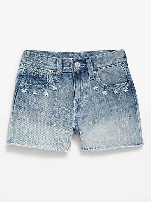 Image number 4 showing, High-Waisted Embroidered Frayed-Hem Jean Shorts for Girls