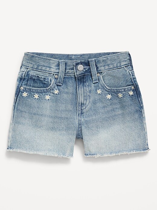 thumbnail image 2 of High-waisted Denim Shorts With Raw Hems - Blue - Sz. 42 2 of 10