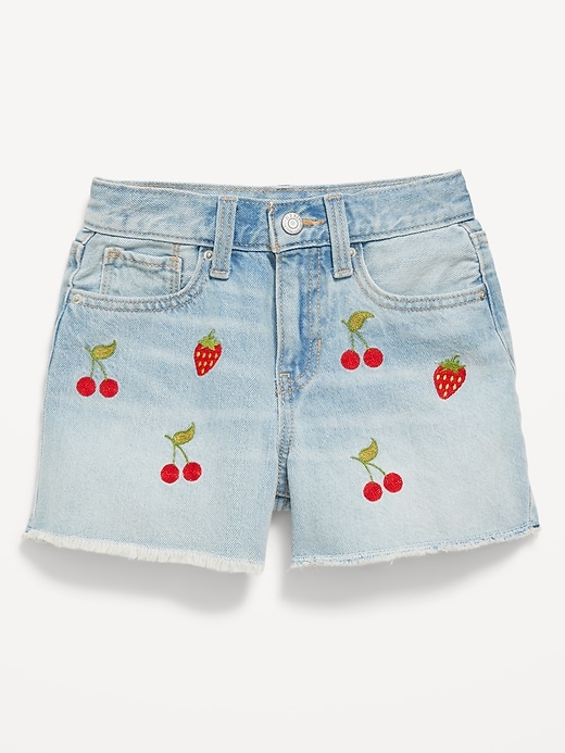 Image number 4 showing, High-Waisted Embroidered Frayed-Hem Jean Shorts for Girls