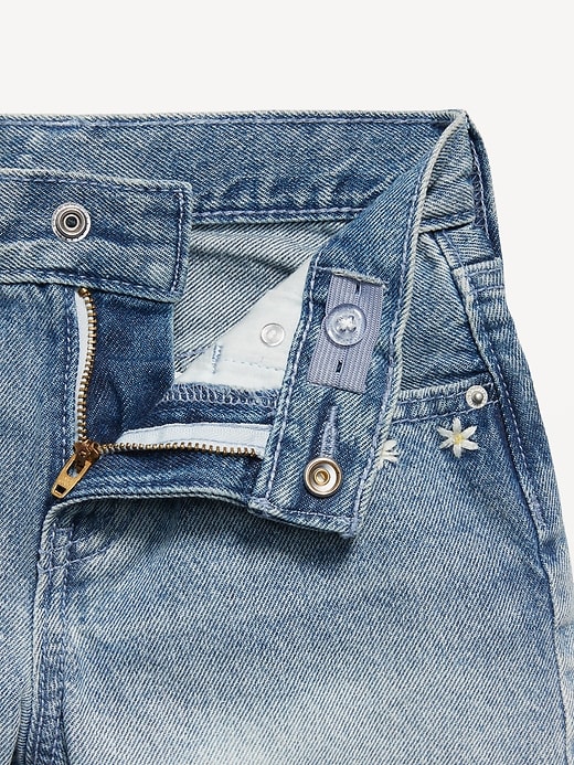 Image number 5 showing, High-Waisted Embroidered Frayed-Hem Jean Shorts for Girls
