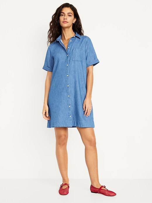 Button-Down Mini Shirt Dress