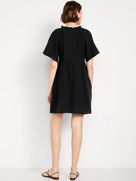 Image number 4 showing, Split-Neck Mini Swing Dress