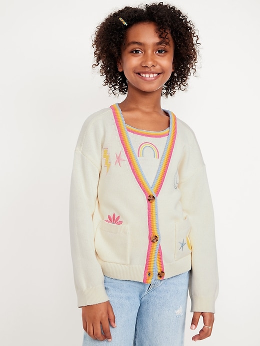 View large product image 1 of 3. Embroidered Button-Front Cardigan Sweater for Girls