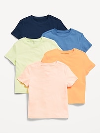 Image number 1 showing, Short-Sleeve Solid T-Shirt 5-Pack for Toddler Boys