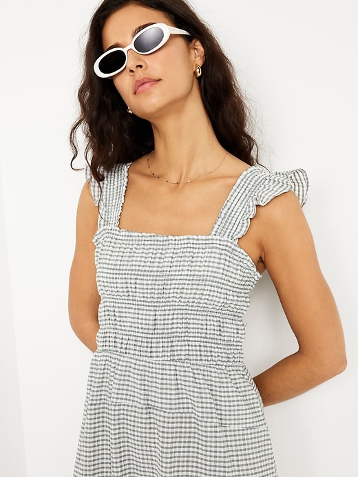 Image number 3 showing, Fit &amp; Flare Smocked Gingham Midi Dress