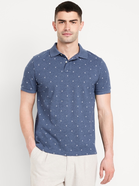 Classic Fit Pique Polo - Blue Anchor Print