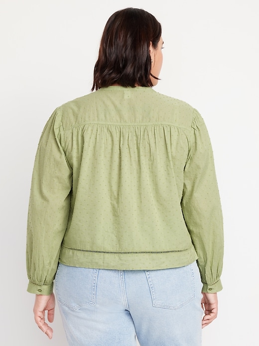 Image number 7 showing, Swiss Dot Button-Down Pintuck Top