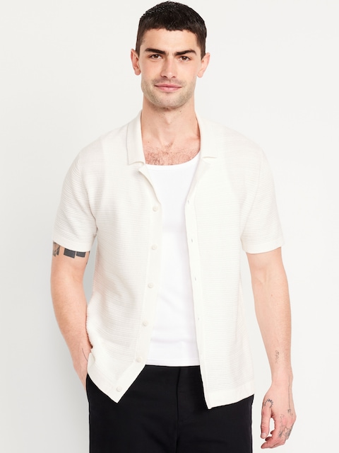 Short-Sleeve Camp Sweater - Sea Salt
