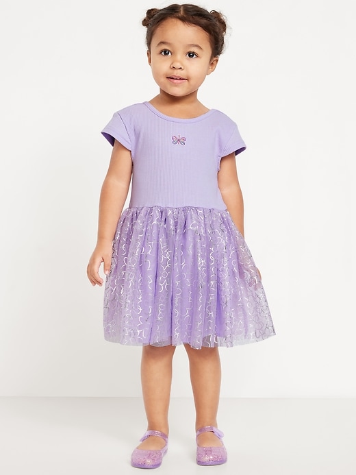 View large product image 1 of 2. Short-Sleeve Fit and Flare Tutu Dress for Toddler Girls