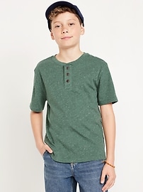 Image number 1 showing, Short-Sleeve Henley T-Shirt for Boys