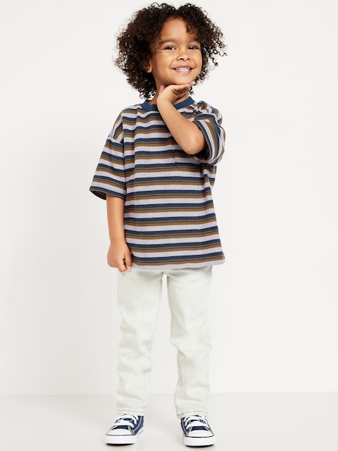 Oversized Short-Sleeve Waffle-Knit Pocket T-Shirt for Toddler Boys - Obscure Night