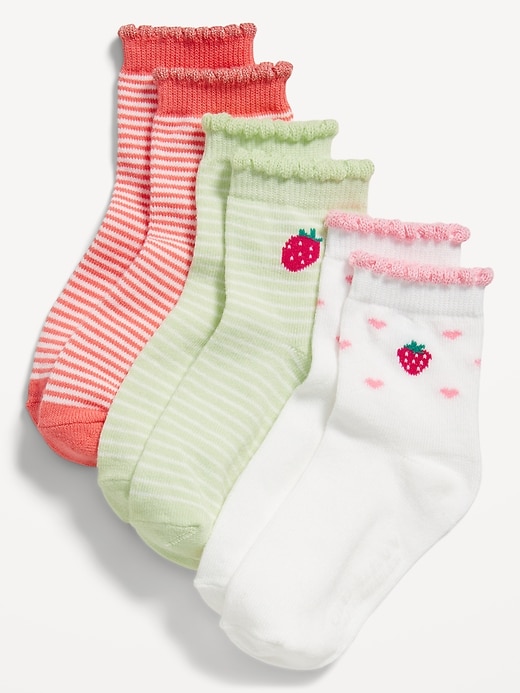 View large product image 1 of 1. Ruffle-Cuff Crew Socks 3-Pack for Toddler &amp; Baby