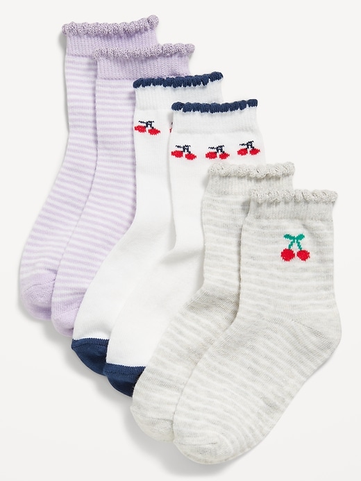 View large product image 1 of 1. Ruffle-Cuff Crew Socks 3-Pack for Toddler &amp; Baby