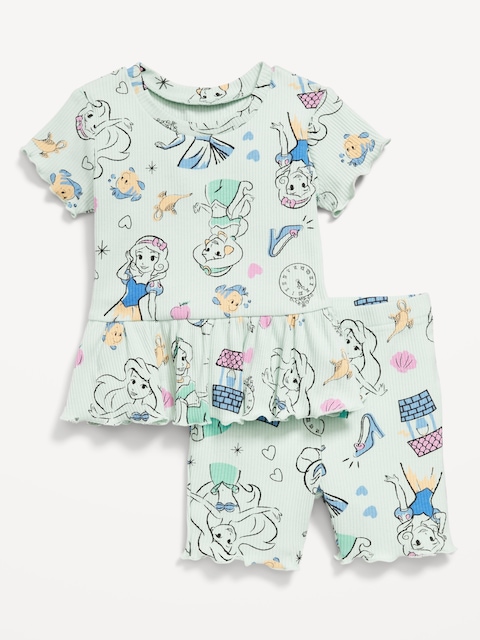 Disney© Ribbed Lettuce-Edge Top and Shorts Set for Baby - Princess